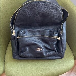 Coach Black Leather Backpack